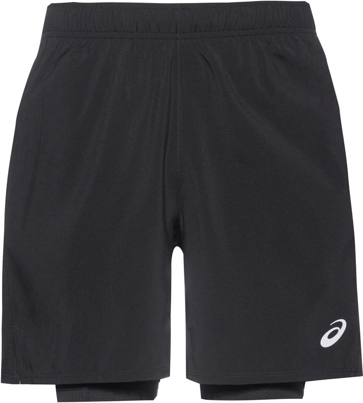 Asics Core 2N1 7in Short - Zwart - Hardloopshort met Compressiebroekje