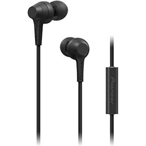 Pioneer C1 In-ear hoofdtelefoon (bekabeld) met inline afstandsbediening, handsfree-functie, torsievrije kabel, compacte oordopjes, uitstekende geluidskwaliteit, industrieel design, zwart
