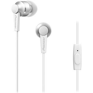 Pioneer SE-C3T(W) in-ear hoofdtelefoon (aluminium behuizing, bedieningselement, microfoon, siliconen oordopjes, licht compact, comfortabel, industrieel design, voor iPhone, Android smartphones),