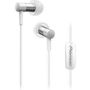 Pioneer SE-CH3T (S) Hi-Res Audio In-Ear hoofdtelefoon (aluminium behuizing, bedieningselement, microfoon, licht compact-comfortabel, voor iPhone, Android smartphones, minimalistisch design) zilver