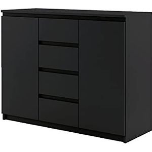 Furniture24 Dressoir sideboard IDEA ID-04 met 2 deuren, 4 laden (mat zwart)