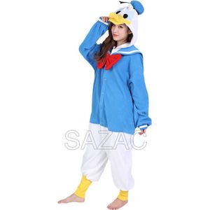 Donald Duck Onesie Pak Kostuum Outfit Huispak Jumpsuit Verkleedpak - (Disney) Premium Verkleedkleding - Halloween & Carnaval - SAZAC - Kinderen & Volwassenen - Onesize (155-182 cm)