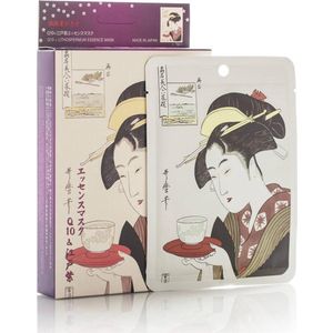 Mitomo  Q10  Japan Skincare Rituals Face Mask Verjongende en Verzorgende Gezichtsmasker met Q10, Aloe Vera en Hyaluron - Gezichtsverzorging vrouw - 4 Stuks Box