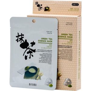 Mitomo Green Tea Gezichtsmasker - Gezichtsmasker Verzorging - Face Mask Beauty - Face Mask Japans - Gezichtsverzorging Dames - Japanse Gezichtsmaskers - Rituals Skincare Sheet Mask - 10 Stuk