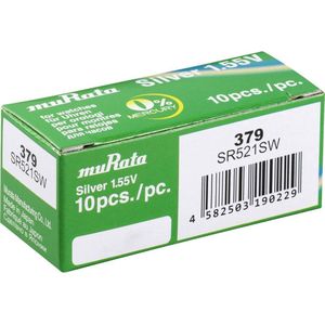 Murata Knoopcel 379 1.55 V 10 stuk(s) 16 mAh Zilveroxide SR521SW-PBWW