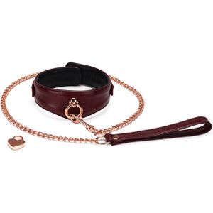 Liebe Seele - Wine Red Curved Collar met leiband en slot | luxe ontwerp collar