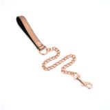 Liebe Seele - Rose Gold Memory Exclusieve Leren Collar en Metalen Leiband - rosé goud