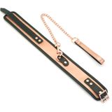 Liebe Seele - Rose Gold Memory Exclusieve Leren Collar en Metalen Leiband - rosé goud