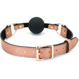 Rose Gold Memory Exclusieve Siliconen Ball Gag met Lederen Band - rosé goud