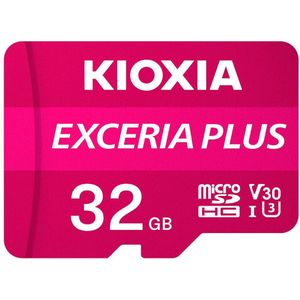 Micro SD Memory Card with Adaptor Kioxia Exceria Plus UHS-I U3 Class 10 Pink