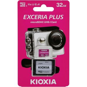 Micro SD Memory Card with Adaptor Kioxia Exceria Plus UHS-I U3 Class 10 Pink