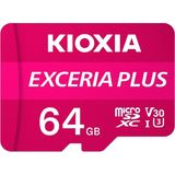 Micro SD Memory Card with Adaptor Kioxia Exceria Plus UHS-I U3 Class 10 Pink