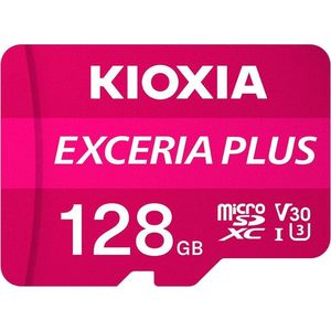 Micro SD Memory Card with Adaptor Kioxia Exceria Plus UHS-I U3 Class 10 Pink