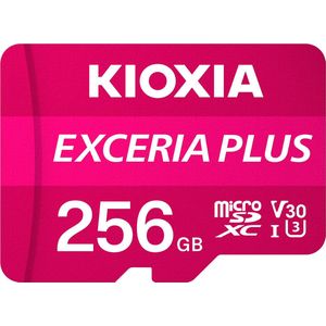 Micro SD Memory Card with Adaptor Kioxia Exceria Plus UHS-I U3 Class 10 Pink