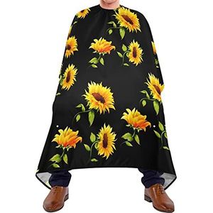 Kapperscape Haar Zonnebloem Zwart Hairdressing Cape Verstelbare Kapmantel Waterdicht Haar Styling Cape Voor Kinderen Haar Styling Haarontwerp 140 x 170 cm