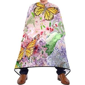 Kapper Cape Bloemen En Gele Vlinders Salon Cape Lichtgewicht Styling Capes Gemakkelijk Schoon Kapper Jurk Cape Voor Haar Snijden Salon Kapper 140X170Cm