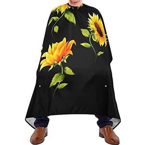 Haarknipcape zonnebloem zwart uitkammen cape wasbaar kapsalon cape antistatische kapperscape voor salon kapsel haarontwerp volwassenen 140 x 170 cm