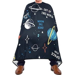 Kappers Cape Ruimte Raket Planeet Kapsel Salon Cape Verstelbare Elastische Sluiting Kapper Cape Waterdicht Kapsel Cape Voor Salon Barbershop Haar Snijden 140X170Cm