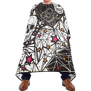 Haarstyling cape zwart-wit schedel kapperscape haar ademend kapsalon cape wasbaar kapperscape voor kinderen haar styling haarontwerp 140 x 170 cm