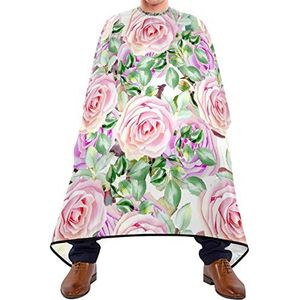 Kappers Cape Roze Rozen Aquarel Snijden Toga Gemakkelijk Schoon Haar Snijden Cape Lichtgewicht Kapsel Salon Cape Voor Salon Barbershop Volwassenen 140X170Cm