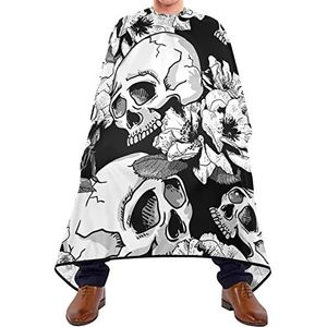 Kapsel Salon Cape Schedel En Bloemen Styling Capes Gemakkelijk Schoon Kapper Cape Lichtgewicht Salon Cape Voor Kapsel Schoonheidswinkels Haar Snijden 140X170Cm