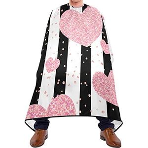 Kappers Schort Roze Rose Goud Hart Streep Snijden Toga Waterdicht Kapsel Salon Cape Verstelbare Elastische Sluiting Snijden Jurken Voor Kapsel Schoonheidswinkels Salon 140X170Cm