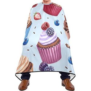 Scheren Bib Cupcakes Illustratie Kappers Schort Lichtgewicht Kapper Jurk Cape Gemakkelijk Schoon Snijden Toga Voor Barbershop Haar Snijden Kapsel 140X170Cm