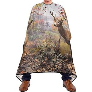 Kappers Schort Herten Hout Haar Snijden Cape Gemakkelijk Schoon Haar Snijden Toga Verstelbare Elastische Sluiting Kappers Cape Voor Salon Kapsel Kids 140X170Cm