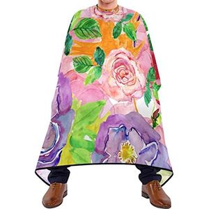 Salon Jurken Roze Rose Paars Bloem Kapsel Salon Cape Verstelbare Elastische Sluiting Haar Snijden Cape Waterdicht Snijden Jurken Voor Kinderen Haar Snijden Volwassenen 140X170Cm