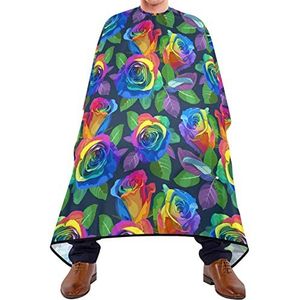 Haar Snijden Toga Veelkleurige Rozen Scheren Bib Waterdichte Kappers Cape Verstelbare Elastische Sluiting Baard Bib Voor Salon Schoonheidswinkels Volwassenen 140X170Cm