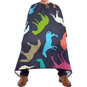 Kapper Cape Paard Silhouetten Styling Capes Waterdicht Haar Snijden Schort Verstelbare Elastische Sluiting Kappersjurk Voor Volwassenen Haar Verven Kids 140X170Cm