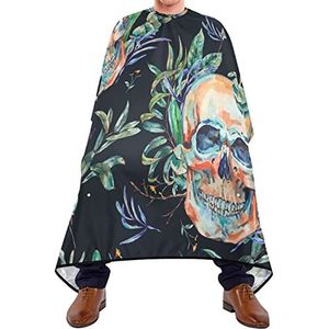Snijjurk Skelet Schedel Tropische Plant Kapper Cape Waterdicht Scheren Bib Verstelbare Elastische Sluiting Kapper Gown Cape Voor Volwassenen Kapsel Schoonheidswinkels 140X170Cm