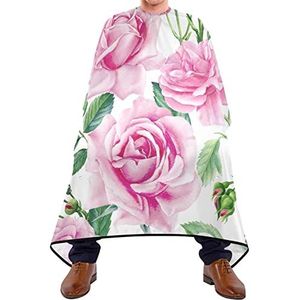 Scheren Bib Bloem Roze Rozen Kapper Cape Verstelbare Elastische Sluiting Kappers Schort Waterdicht Haar Snijden Cape Voor Schoonheidswinkels Kapsel Haar Snijden 140X170Cm