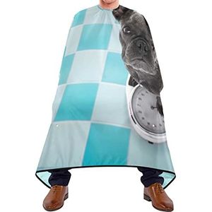 Salon Cape Zwart Franse Bulldog Kappers Schort Waterdicht Haar Snijden Schort Gemakkelijk Schoon Kapper Gown Cape Voor Barbershop Haar Snijden Salon 140X170Cm