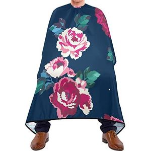 Haar Snijden Schort Kleurrijke Rozen Op Blauwe Baard Bib Lichtgewicht Kappersjurk Gemakkelijk Schoon Kapsel Cape Voor Salon Barbershop Haar Snijden 140X170Cm