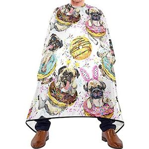 Styling Capes Pug Hond Met Donuts Kapsel Salon Cape Lichtgewicht Salon Jurken Gemakkelijk Scheren Bib Voor Volwassenen Salon Kapsel 140X170Cm