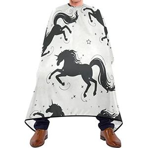 Salon Cape Zwarte Eenhoorn Ster Styling Capes Gemakkelijk Schoon Kapper Jurk Cape Verstelbare Elastische Sluiting Kappers Cape Voor Salon Haar Verven Volwassenen 140X170Cm
