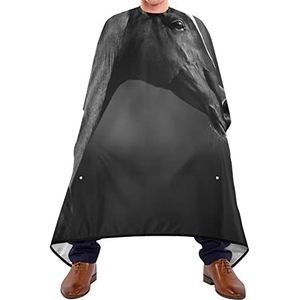 Kappers Cape Zwart Paard Kapper Cape Waterdicht Snijden Toga Verstelbare Elastische Sluiting Styling Capes Voor Volwassenen Barbershop Schoonheidswinkels 140X170Cm