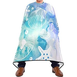Styling Capes Ocean Marine Zeester Kappers Jurk Waterdichte Baard Bib Verstelbare Elastische Sluiting Haar Snijden Cape Voor Volwassenen Kids Salon 140X170Cm