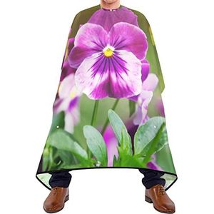 Kapper Jurk Cape Bloemen Paars Viooltjes Baard Bib Gemakkelijk Schoon Haar Snijden Schort Verstelbare Elastische Sluiting Salon Cape Voor Haar Snijden Salon Kapsel 140X170Cm