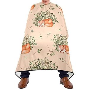 Kapperscape Leuke Vossen Groene Bladeren Kapsel Salon Cape Antistatische Salon Cape Verstelbare Salon Cape Voor Haarontwerp Volwassenen Kinderen 140 x 170 cm