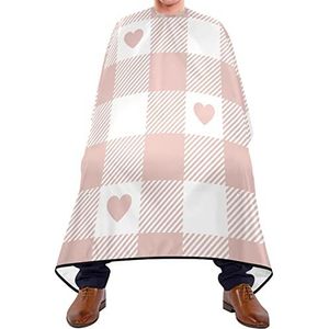 Styling Capes Roze Buffalo Check Plaid Hart Kapper Cape Lichtgewicht Snijjurken Gemakkelijk Schoon Salon Cape Voor Salon Barbershop Haar Snijden 140X170Cm