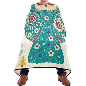 Kapsel Salon Cape Vector Illustratie Met Uil Snijden Jurken Lichtgewicht Salon Cape Gemakkelijk Schoon Kappers Schort Voor Kapperswinkel Haar Snijden Kids 140X170Cm