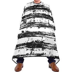 Haar Snijden Cape Streep Zwart En Wit Haar Snijden Schort Waterdichte Kapper Jurk Cape Verstelbare Elastische Sluiting Snijden Jurken Voor Kapsel Haar Snijden Haar Verven 140X170Cm