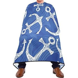 Kappers Cape Vintage Zee Anker Kapper Cape Gemakkelijk Schoon Kapsel Cape Verstelbare Elastische Sluiting Snijden Gowns Voor Kinderen Haar Verven Kapsel 140X170Cm