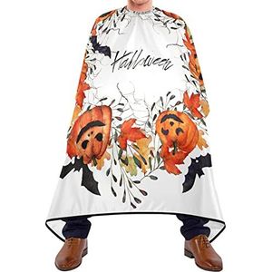 Kapsel Cape Halloween Pompoen Herfst Snijden Jurk Waterdichte Kapper Cape Verstelbare Elastische Sluiting Kapsel Salon Cape Voor Salon Kapperszaak Kids 140X170Cm