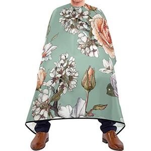 Kapper Cape Rose Pioen Bloem Vintage Salon Cape Waterdichte Snijden Jurk Verstelbare Elastische Sluiting Kappers Jurk Voor Kapperszaak Haar Verven Salon 140X170 Cm