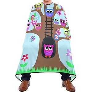 Snijden Jurk Boom Vol Uilen Haar Snijden Jurk Lichtgewicht Baard Bib Waterdichte Snijden Jassen Voor Salon Kapsel Schoonheid Winkels 140X170Cm