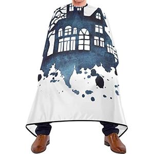 Salon Cape Halloween Nachthuis Boom Snijjurken Waterdicht Kapsel Cape Verstelbare Elastische Sluiting Kappers Jurk Voor Kapperszaak Haar Snijden Salon 140 X 170 cm