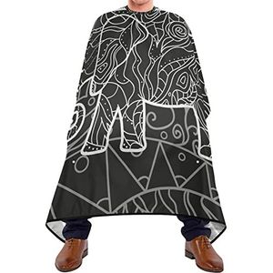 Kapperjurk Cape Zwart-witte olifant snijjurken lichtgewicht kappers cape waterdicht haar knippen jurk voor kapsel Haar snijden kapperszaak 140 x 170 cm
